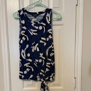 Lauren Ralph Lauren Navy and White Abstract Tank Top
